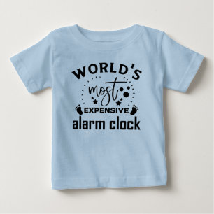 Funny boys expensive alarm clock word art baby T-Shirt