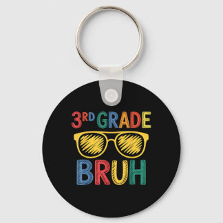 Funny Boys Girls Back to School 3rd Grade Bruh Keychain