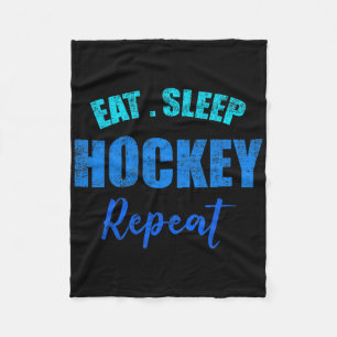 Funny Boys Hockey Player Eat Sleep Hockey Repeat Fleece Blanket