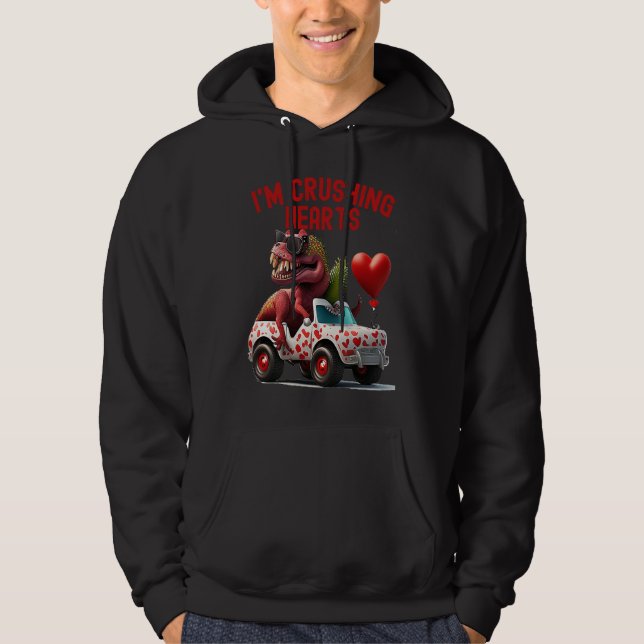 Funny Boys Kids Valentines Day  Dino Trex Monster  Hoodie (Front)