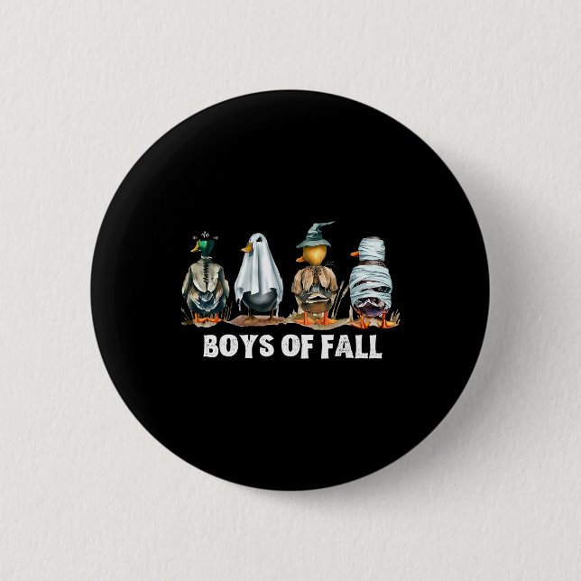 Funny Boys Of Fall Duck Hunting Halloween Costume  Button (Front)