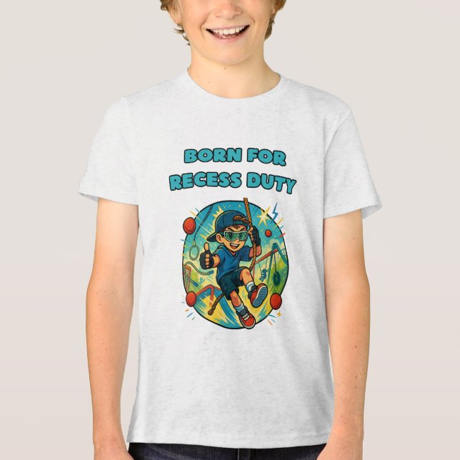 funny boys' recess t-shirt Tri-Blend shirt (Front)