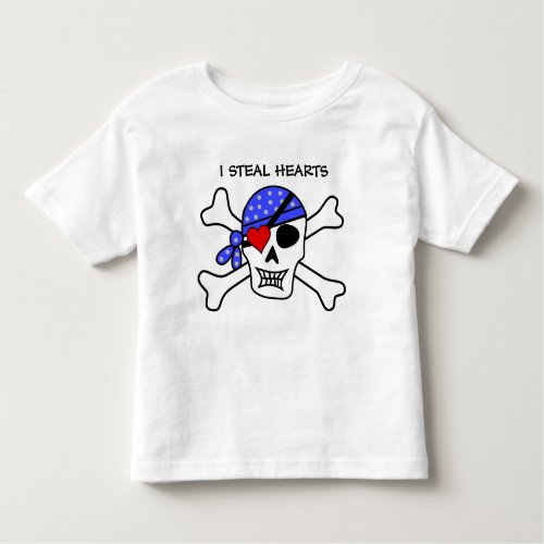 Funny Boys Valentine Pirate Skull Heart Eye Patch Toddler T_shirt