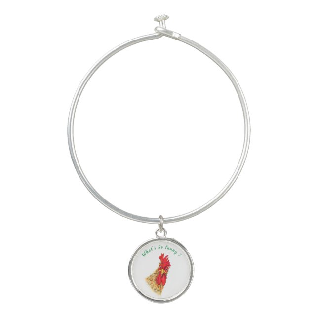 Funny Bracelet Surprised Rooster - Custom Text (Front)