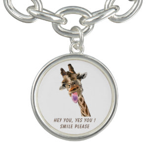 Funny Bracelet with Giraffe Smile - Custom Text