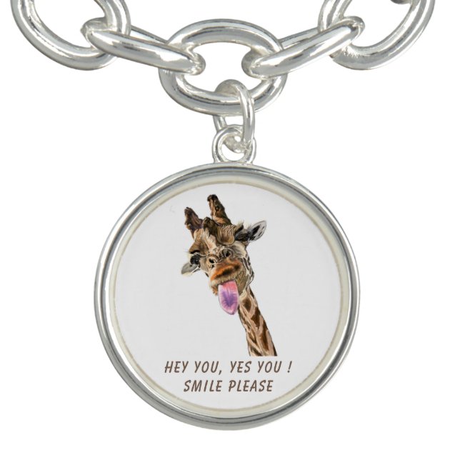 Funny Bracelet with Giraffe Smile - Custom Text (Design)