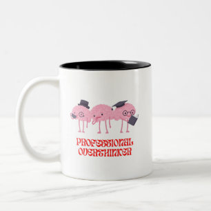 Funny Brain Character Illustration Two-Tone Coffee Mug