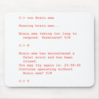 Funny Brain.exe Error Computer Geek Humor Mouse Pad