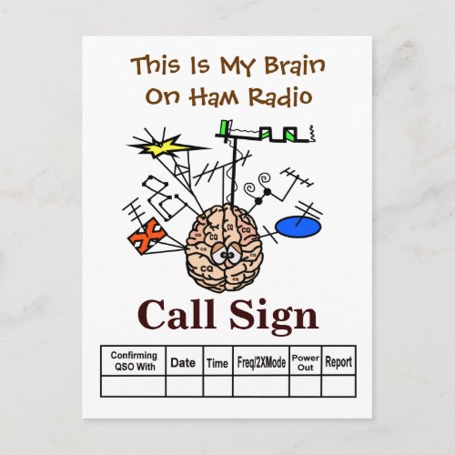 Funny Brain on Ham Radio QSL Card