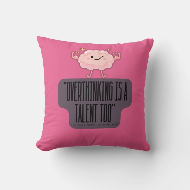   Funny Brain Power Apparel for  Introverts Throw Pillow (Front)