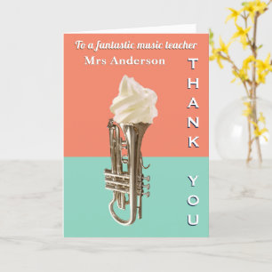 Funny Brass Teacher Ice Cream Cornet Thank You Card