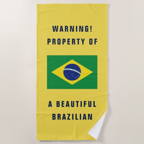 Funny Brazilian flag personalized beach towel