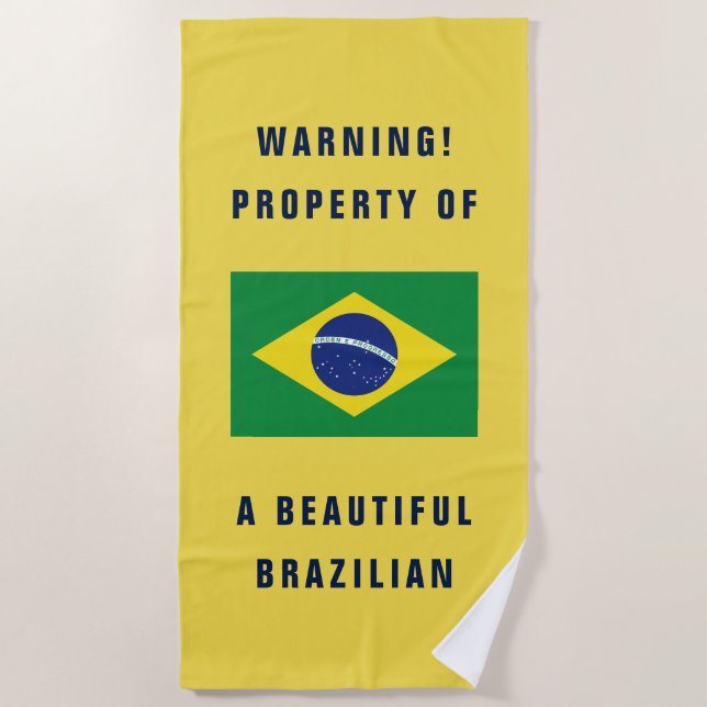 Funny Brazilian flag personalized beach towel (Front)