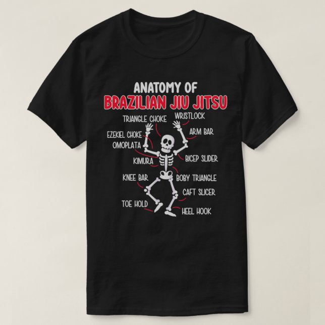 Funny Brazilian Jiu Jitsu Skeleton T-Shirt (Design Front)