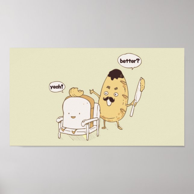 Funny Bread and Butter Haircut Cartoon Poster (Front)