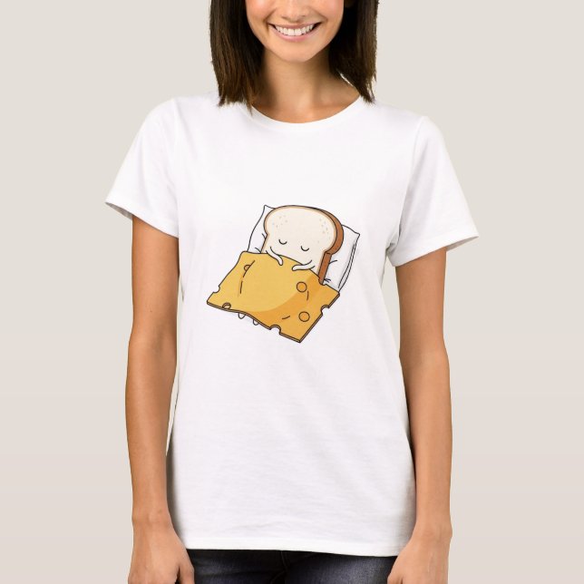 Funny Bread and Cheese Cartoon | Cute Foodie Gift  T-Shirt (Front)