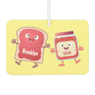 Funny bread and jam cartoon characters air freshener