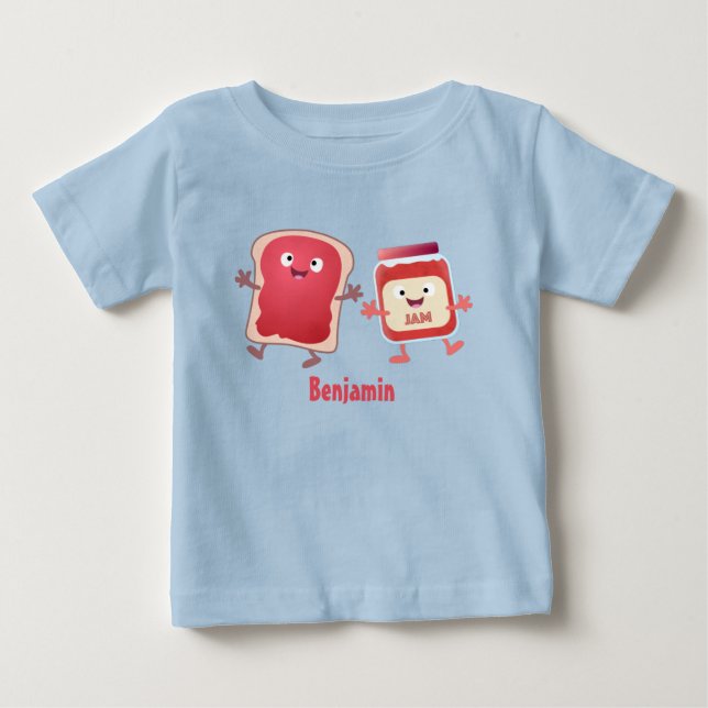 Funny bread and jam cartoon characters  baby T-Shirt (Front)