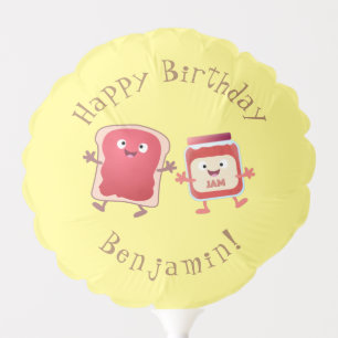 Funny bread and jam cartoon characters  balloon