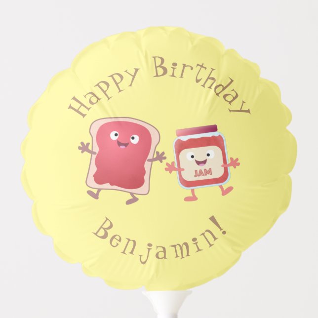 Funny bread and jam cartoon characters  balloon (Front)