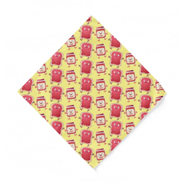 Funny bread and jam cartoon characters bandana (Front)