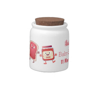 Funny bread and jam cartoon characters candy jar