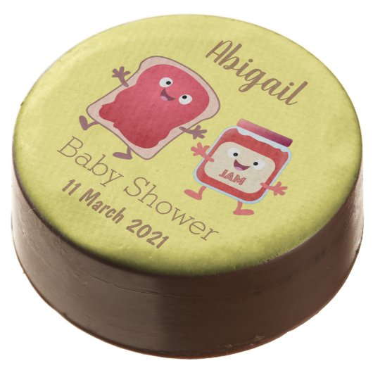 Funny bread and jam cartoon characters chocolate covered oreo (Angled)