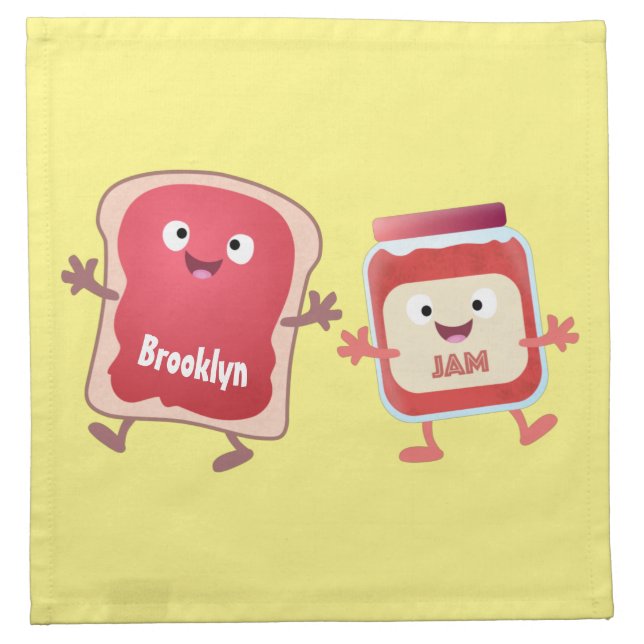Funny bread and jam cartoon characters cloth napkin (Front)