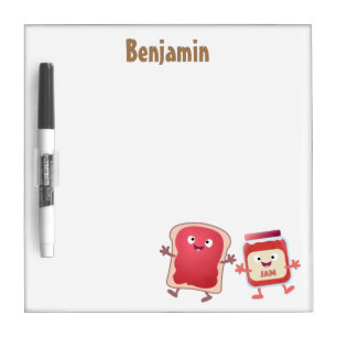 Funny bread and jam cartoon characters dry erase board