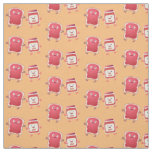 Funny bread and jam cartoon characters fabric
