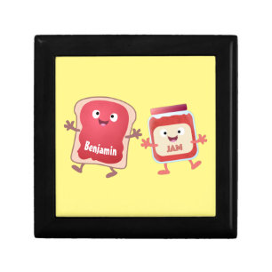 Funny bread and jam cartoon characters gift box