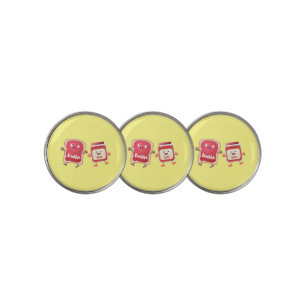 Funny bread and jam cartoon characters golf ball marker