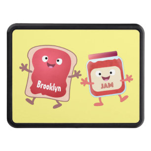 Funny bread and jam cartoon characters hitch cover