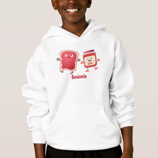 Funny bread and jam cartoon characters hoodie (Front)