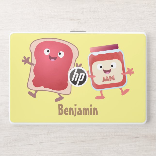 Funny bread and jam cartoon characters  HP laptop skin (Front)