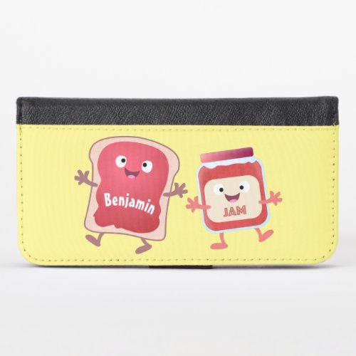 Funny bread and jam cartoon characters iPhone x wallet case