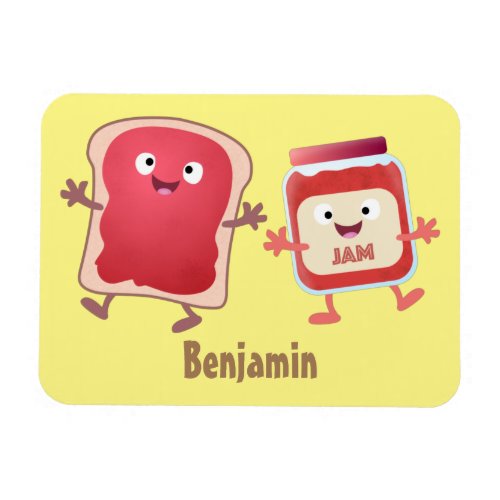 Funny bread and jam cartoon characters magnet