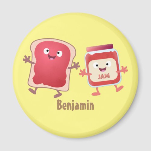 Funny bread and jam cartoon characters  magnet