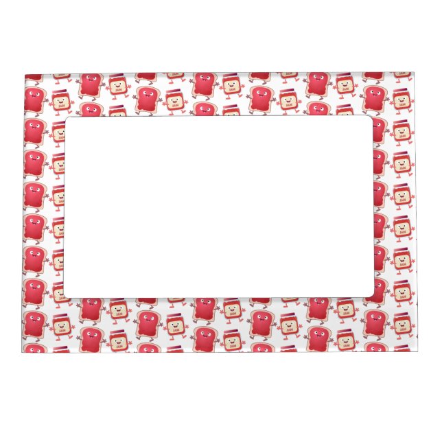 Funny bread and jam cartoon characters  magnetic frame (Front)