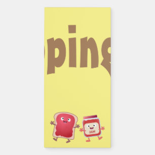 Funny bread and jam cartoon characters magnetic notepad