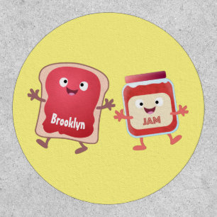 Funny bread and jam cartoon characters patch
