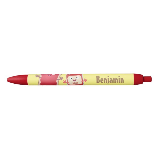 Funny bread and jam cartoon characters pen (Front)