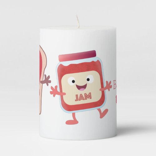 Funny bread and jam cartoon characters pillar candle
