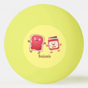 Funny bread and jam cartoon characters ping pong ball