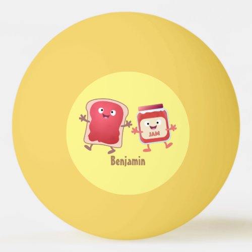 Funny bread and jam cartoon characters ping pong ball