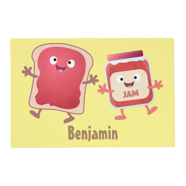 Funny bread and jam cartoon characters placemat (Front)