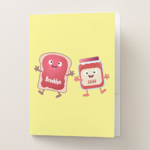 Funny bread and jam cartoon characters pocket folder