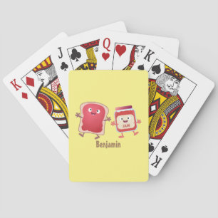 Funny bread and jam cartoon characters poker cards