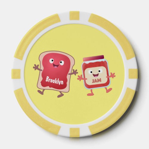 Funny bread and jam cartoon characters poker chips