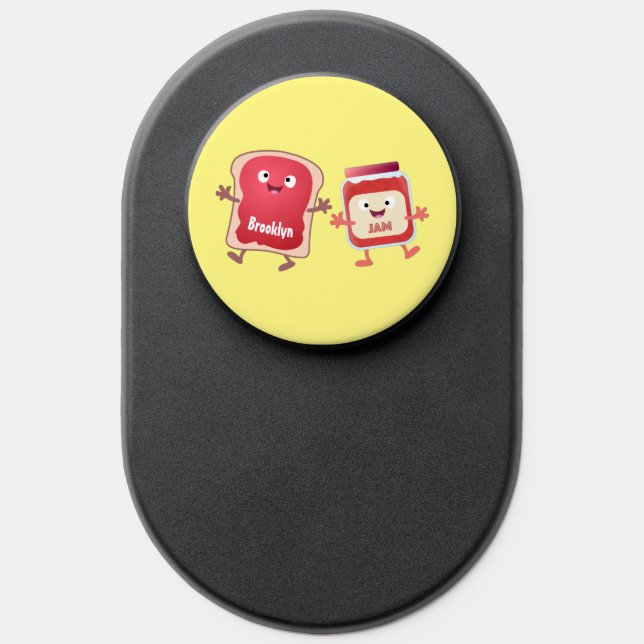 Funny bread and jam cartoon characters PopSocket (Popsocket)